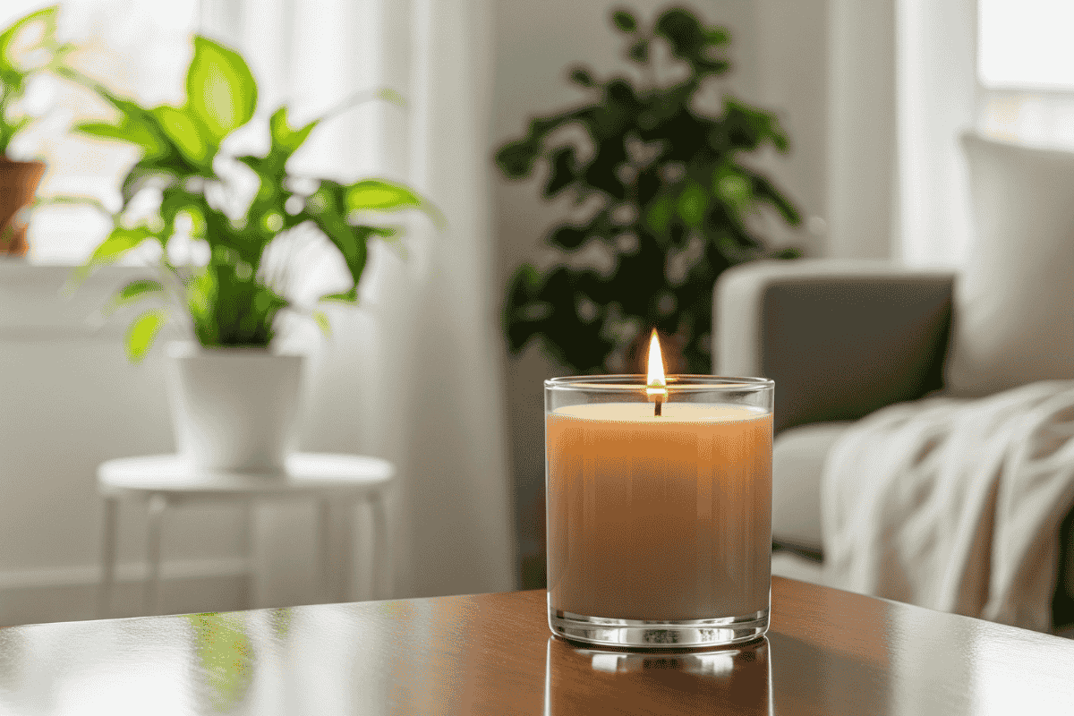 candela su tavolo di salotto