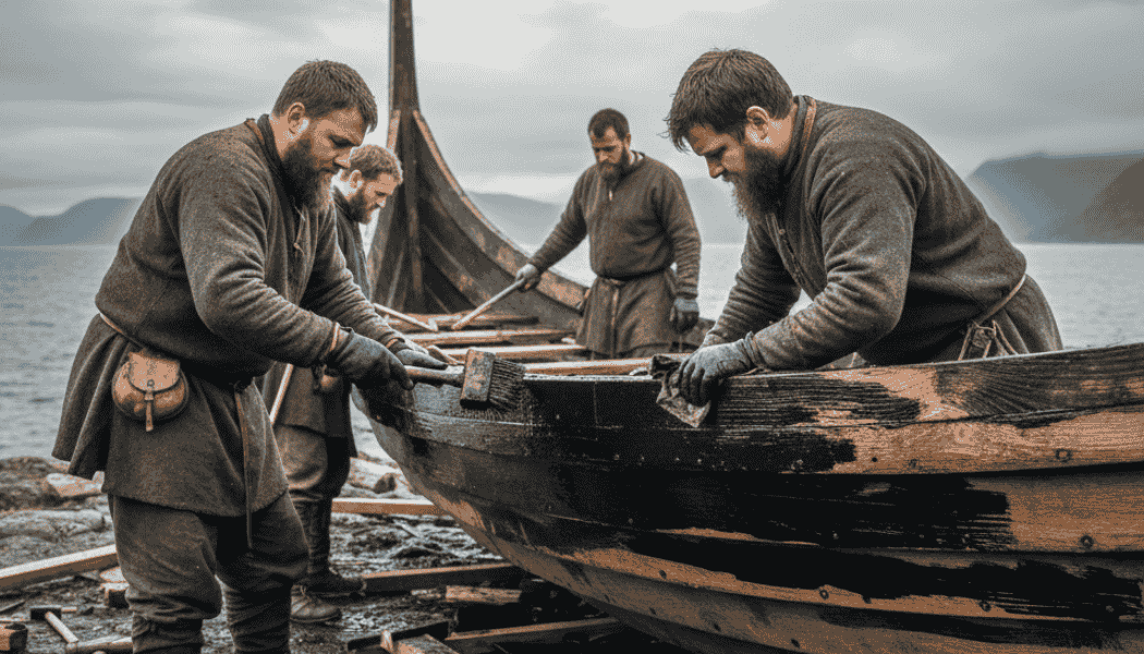 Trattamento classico storico del legno dei vichinghi