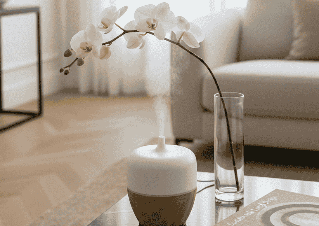 diffusore che emana profumo in salotto elegante di lusso