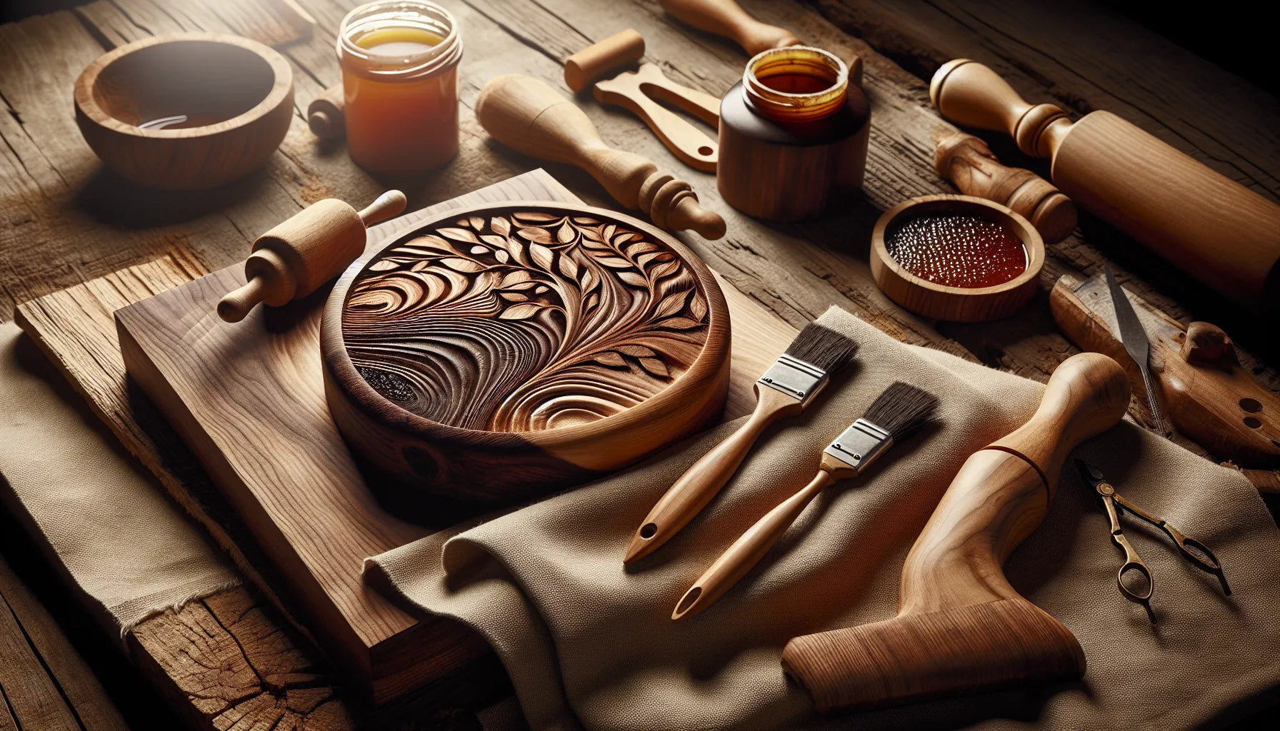 Legno di noce con venature accentuate e propoli naturale applicata