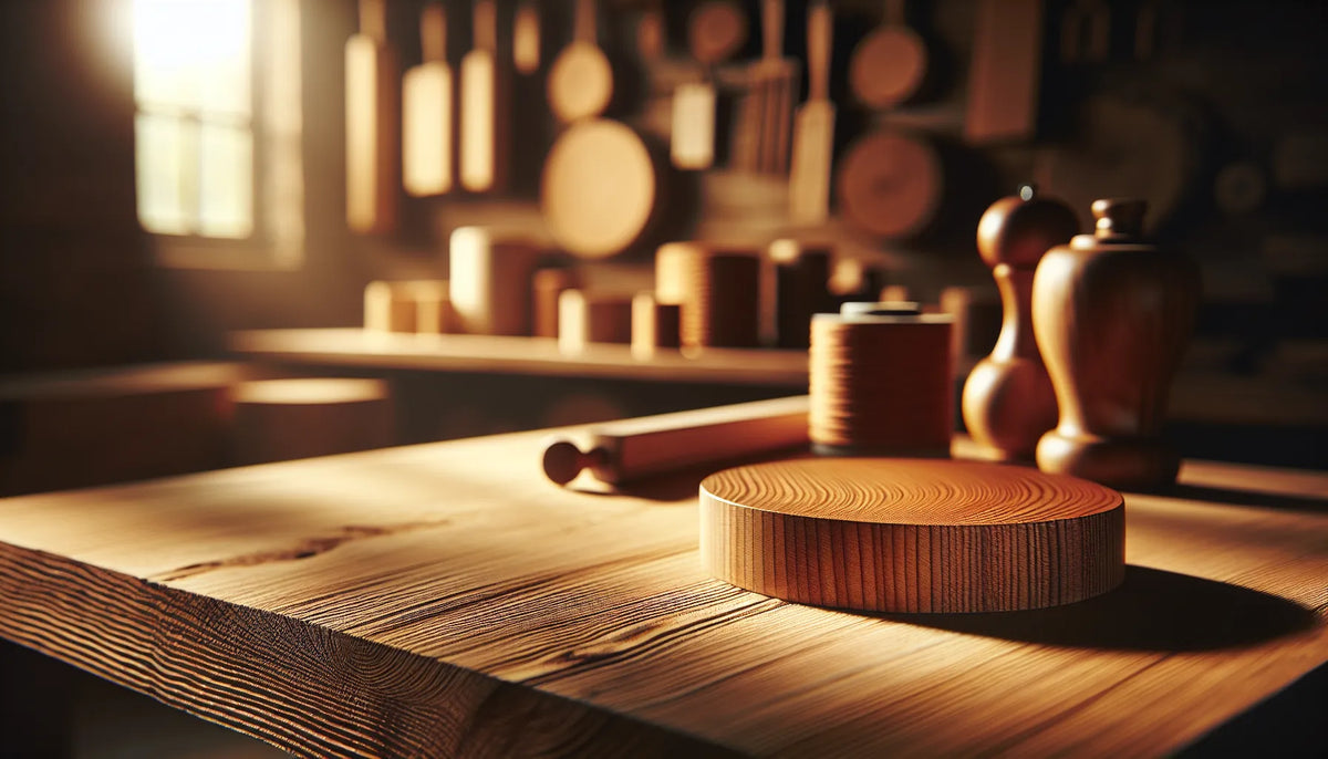 Scena che mostra il legno di rovere trattato con gommalacca, evidenziando le venature e la finitura naturale.