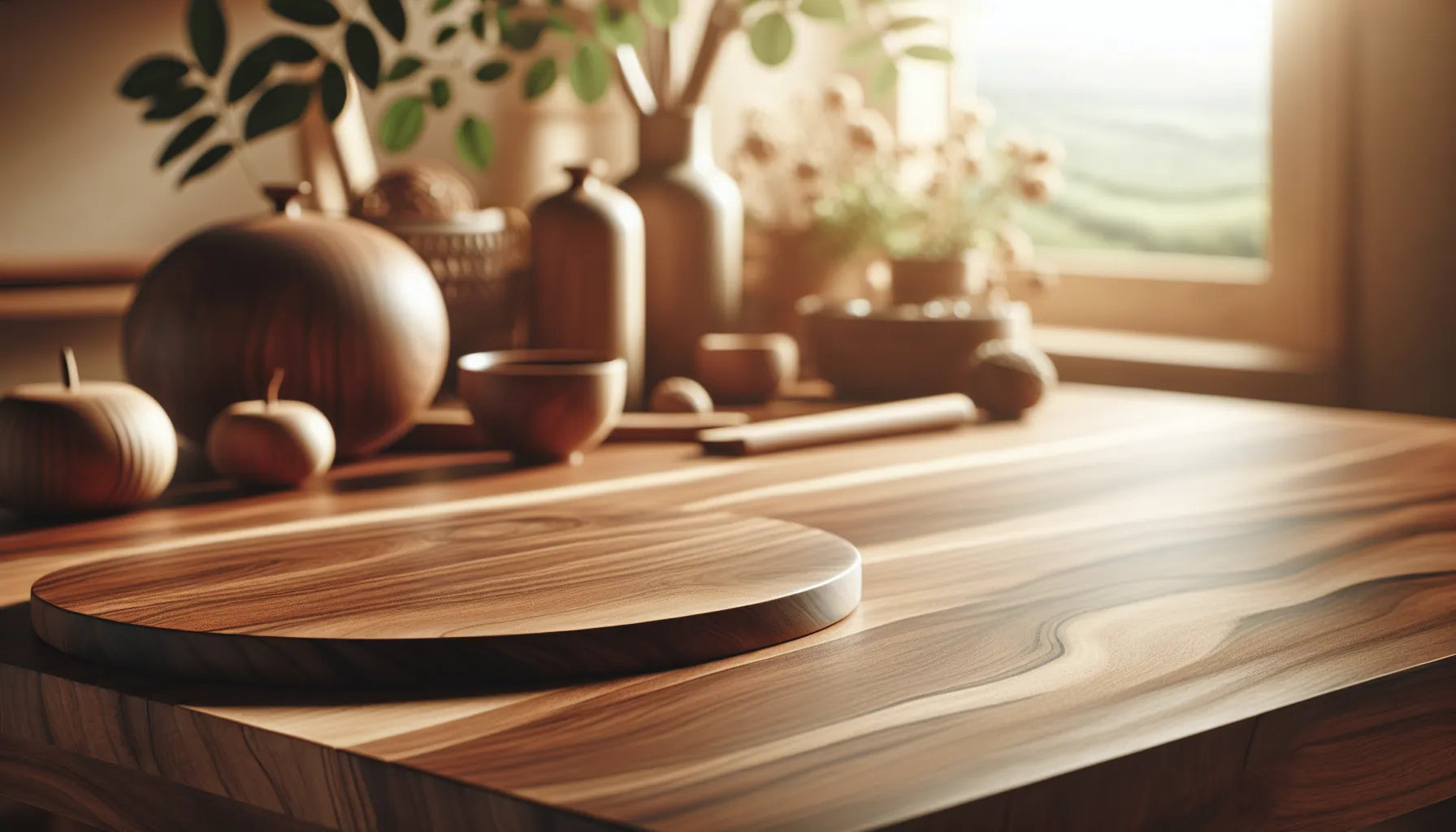 Scena di legno di noce con texture e venature, rappresentativa della cura e manutenzione del legno.