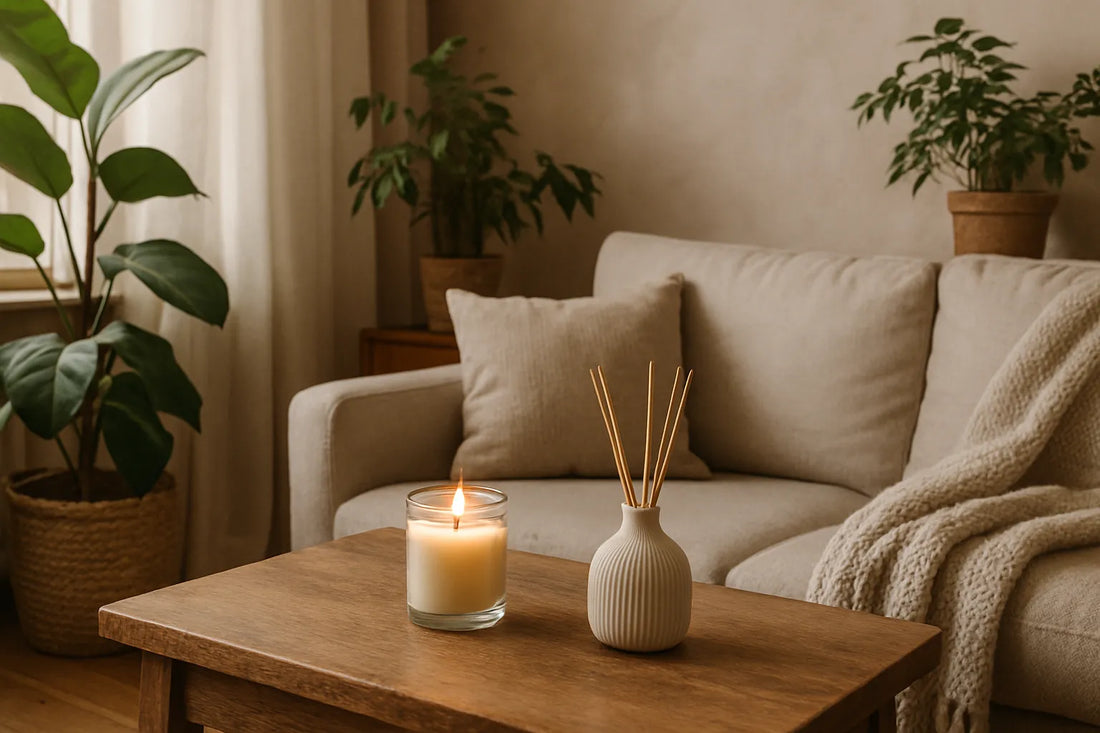 Un ambiente domestico accogliente con elementi naturali e profumi.