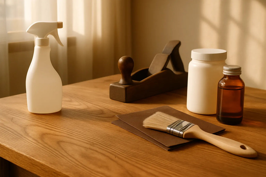 Scena di legno con texture e venature, rappresentativa della cura e prevenzione delle deformazioni del legno.