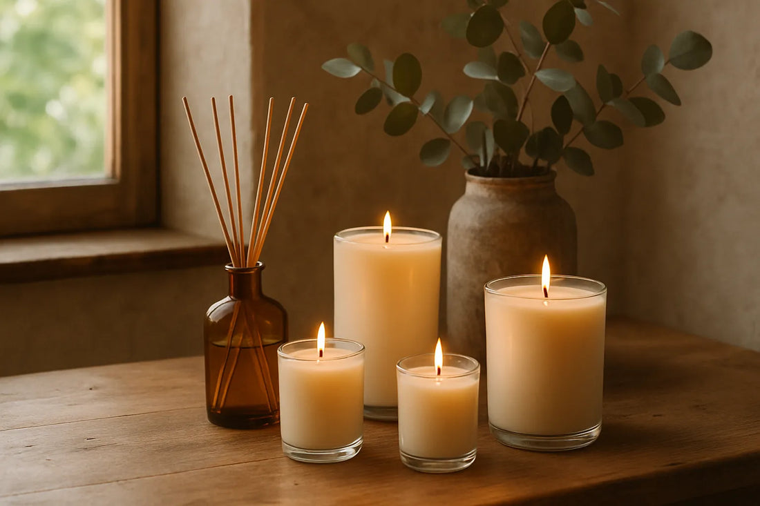 Scena evocativa di profumi naturali in un ambiente di legno, richiamando emozioni e ricordi