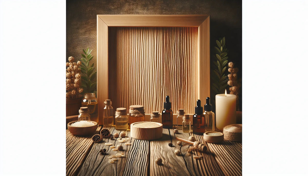 Scena di legno naturale con texture e venature, rappresentante metodi ecologici di protezione dai tarli