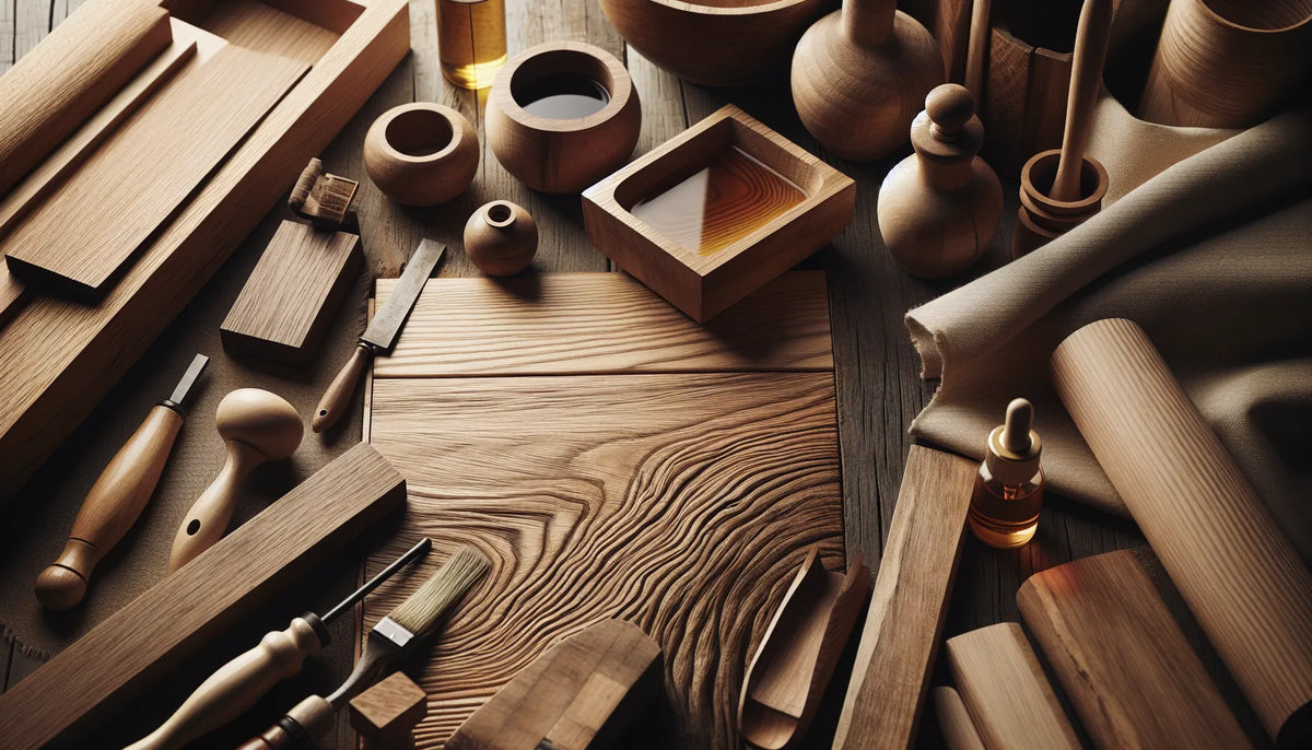 Scena di legno trattato con oli naturali in un ambiente di lavoro autentico