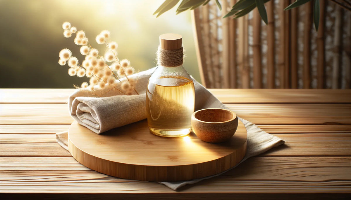 Immagine che rappresenta il restauro del legno di bamboo con oli naturali e cera d'api, mostrando texture e venature del materiale.