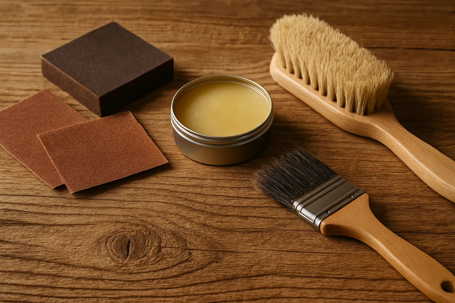 Scena di legno con texture e venature, evidenziando il sollevamento della fibra.