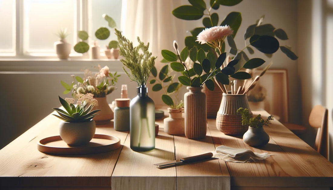 Un ambiente accogliente con spray naturali, legno e luce morbida