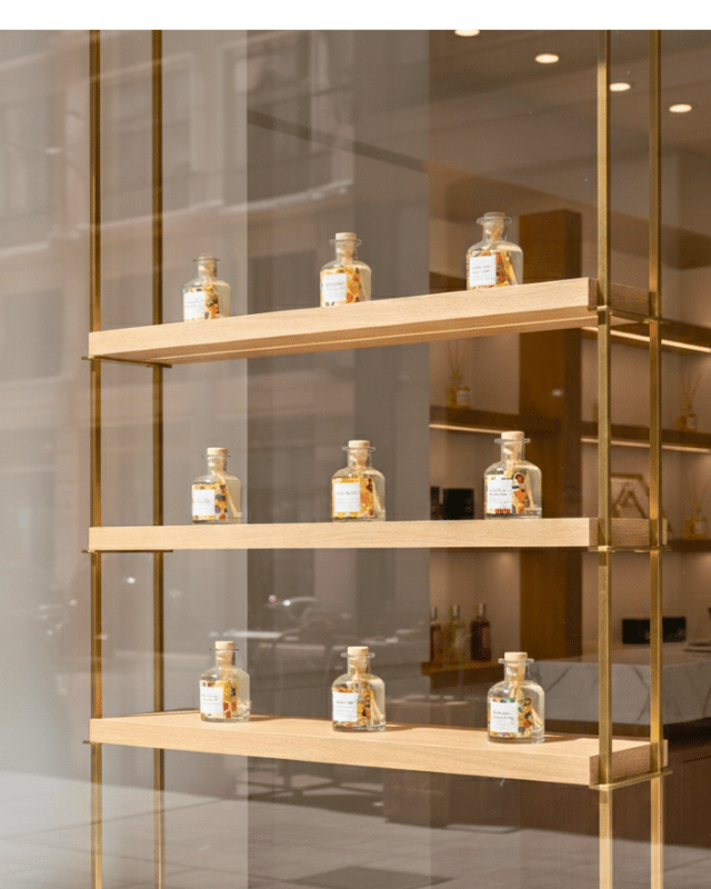 Diffusori Lumière Essence esposti in un negozio di profumazioni Luxury