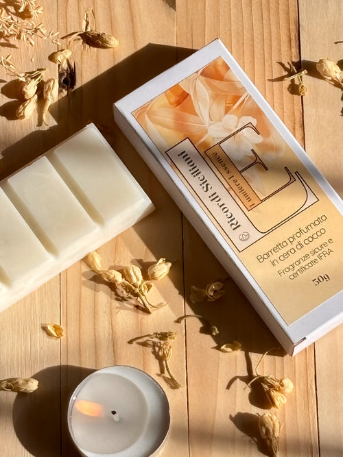 Barretta profumata Ricordi Siciliani in confezione elegante, con aroma di agrumi e ingredienti naturali.