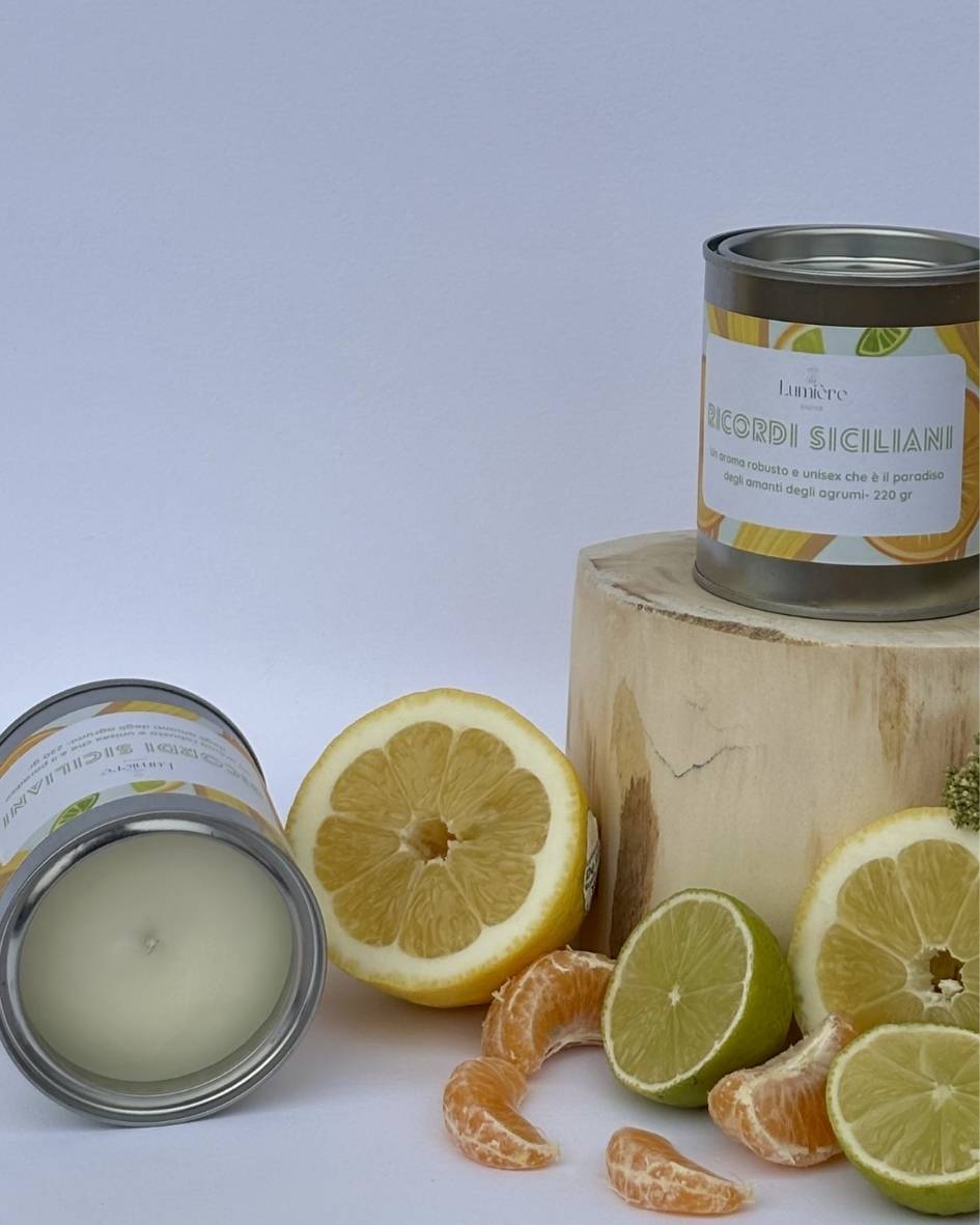 Candela Ricordi Siciliani - Lumière Essence - candele artigianali in cera di cocco naturale - fragranze selezionate e certificate 