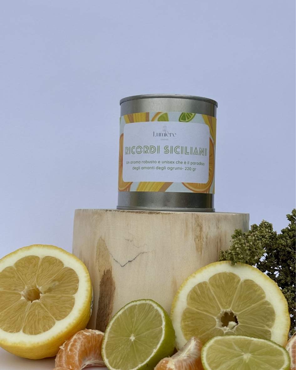 Candela Ricordi Siciliani - Lumière Essence - candele artigianali in cera di cocco naturale - fragranze selezionate e certificate 