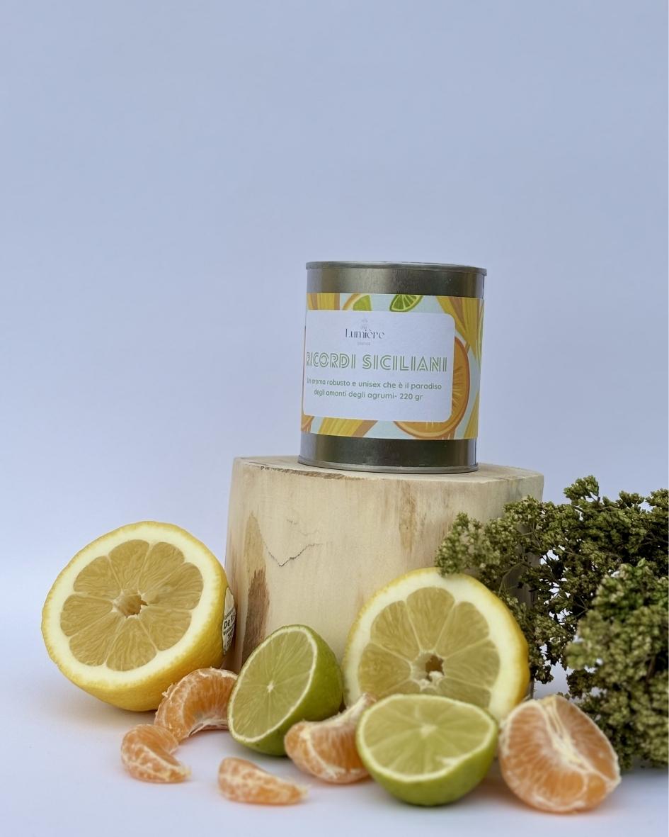 Candela Ricordi Siciliani - Lumière Essence - candele artigianali in cera di cocco naturale - fragranze selezionate e certificate 