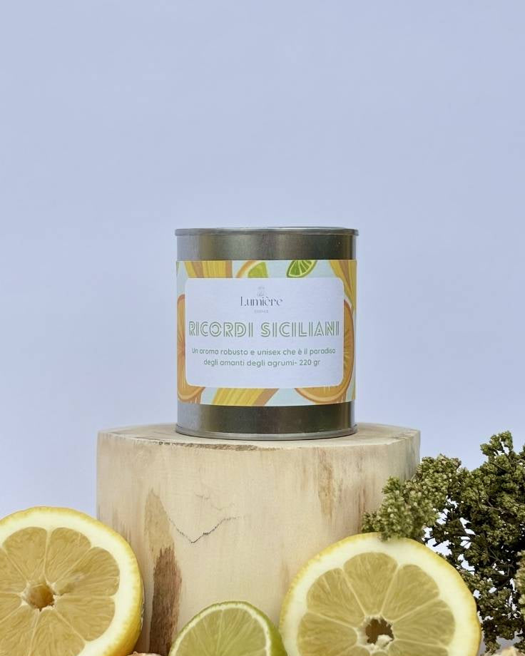 Candela Ricordi Siciliani - Lumière Essence - candele artigianali in cera di cocco naturale - fragranze selezionate e certificate 