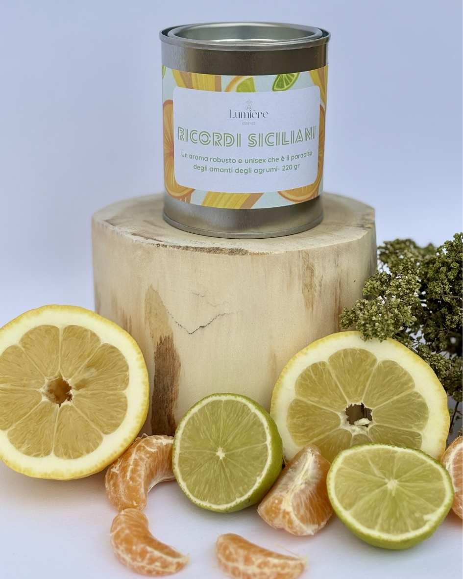 Candela Ricordi Siciliani - Lumière Essence - candele artigianali in cera di cocco naturale - fragranze selezionate e certificate 