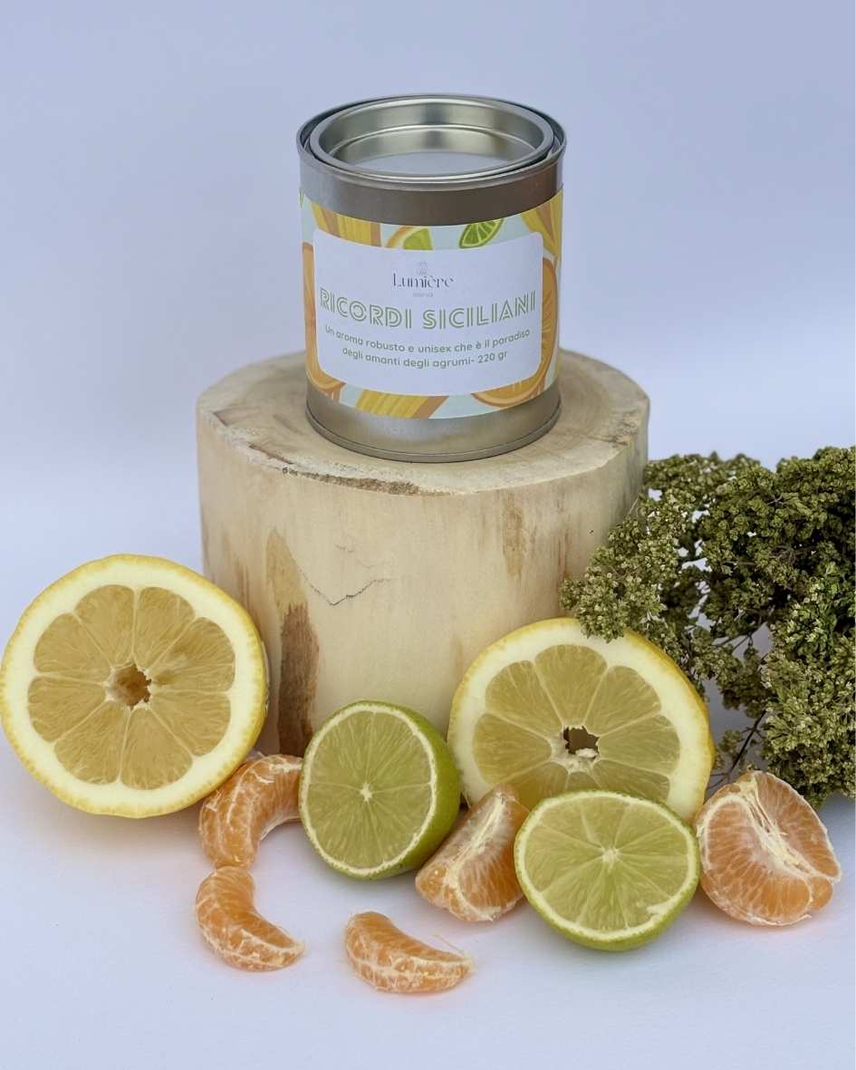 Candela Ricordi Siciliani - Lumière Essence - candele artigianali in cera di cocco naturale - fragranze selezionate e certificate 