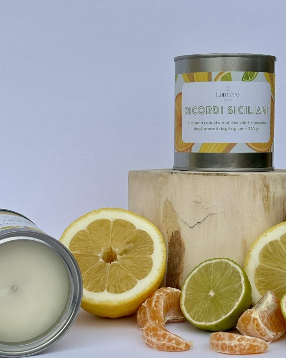 Candela Ricordi Siciliani - Lumière Essence - candele artigianali in cera di cocco naturale - fragranze selezionate e certificate 