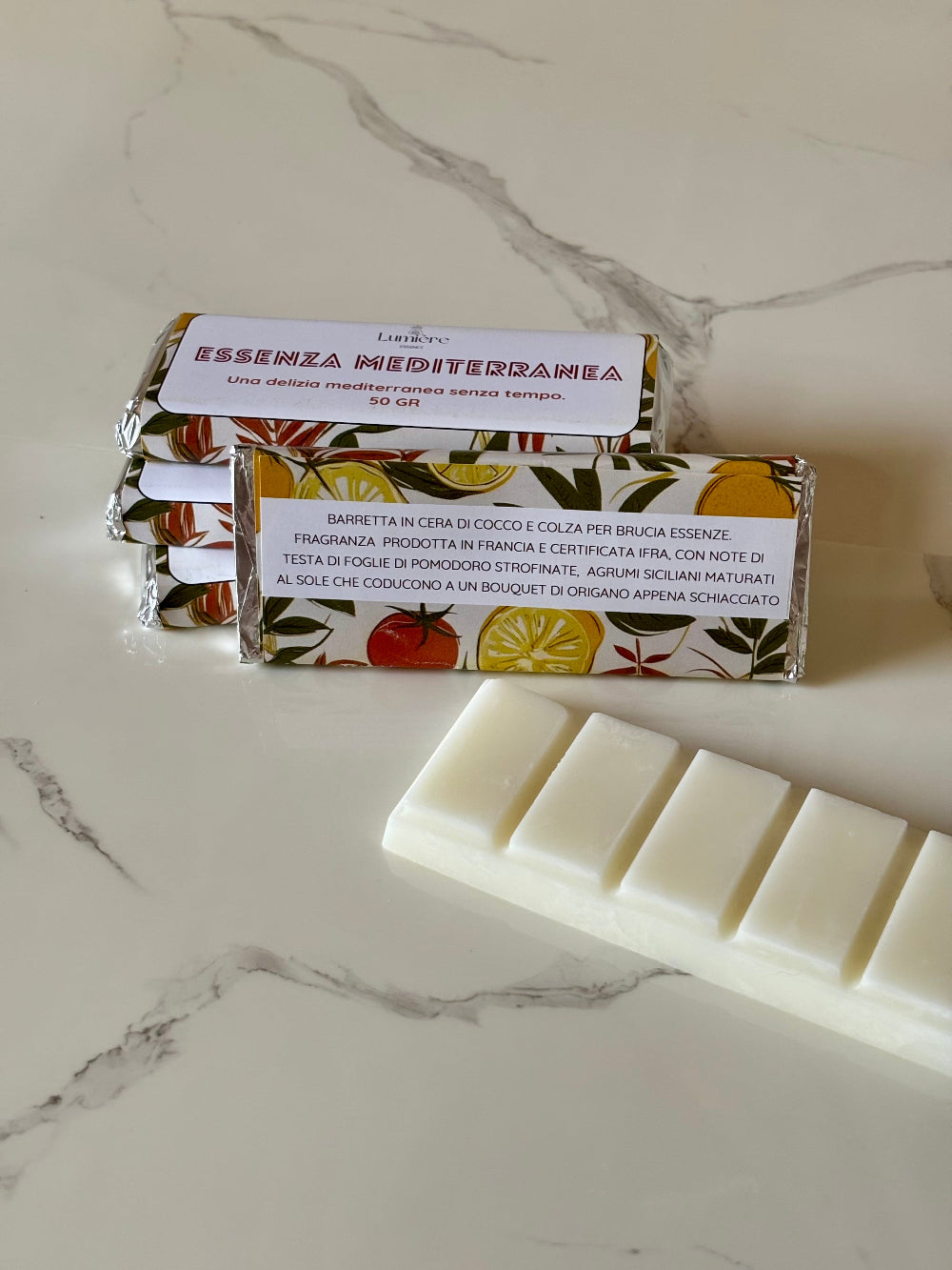 Essenza Mediterranea - Barretta di cera profumata - Lumière Essence - profumazione per la casa con fragranze sicure e certificate IFRA