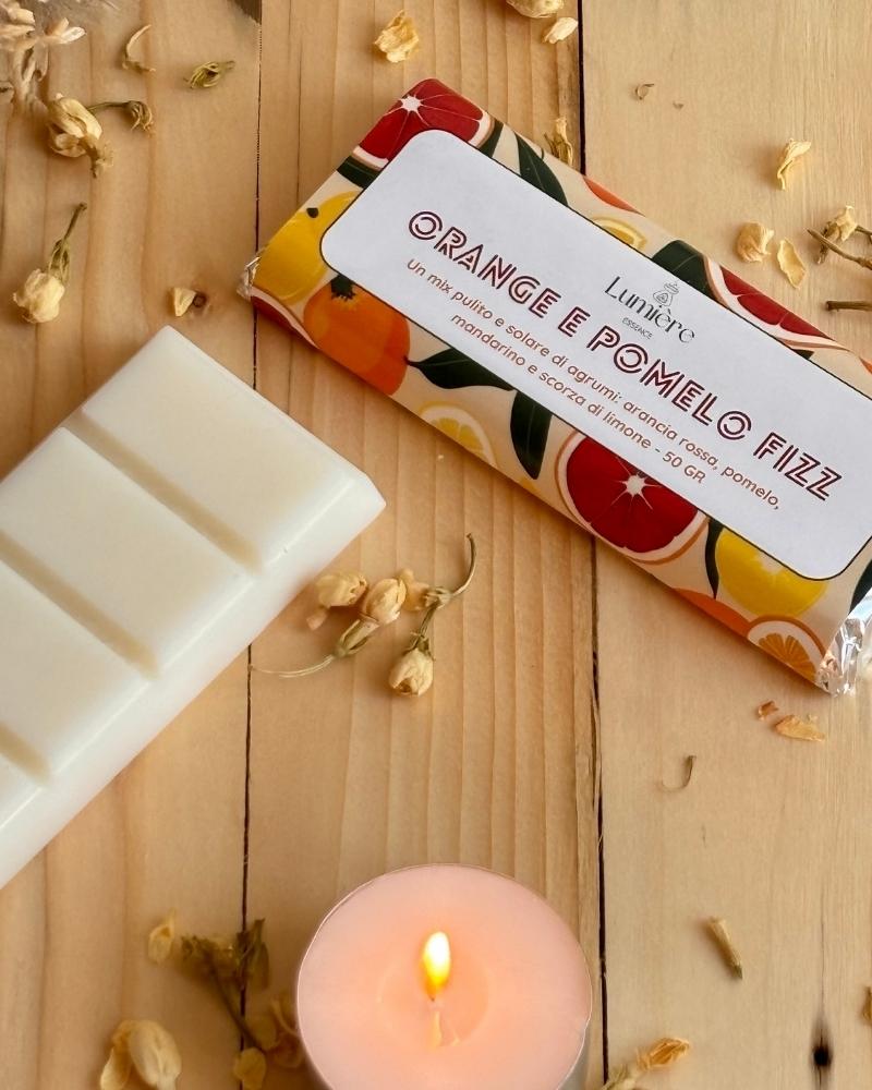 Foto barrette Orange Pomelo in cera di cocco  Lumière Essence 
