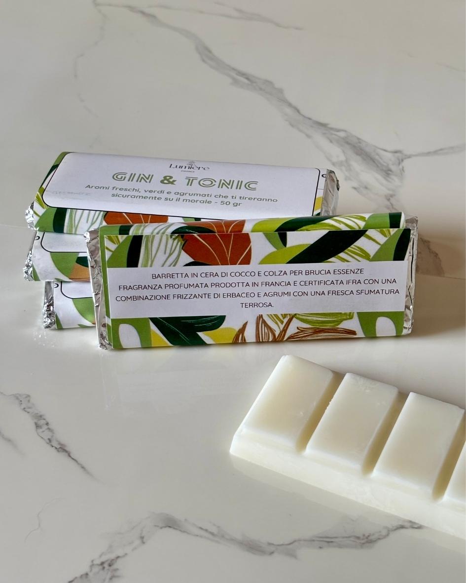 Gin & Tonic - Barretta di cera di cocco - Lumière Essence - per la profumazione dell'ambiente casalingo con fragranze sicure e certificate IFRA