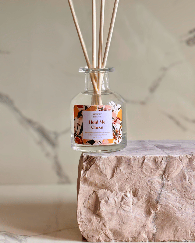 Diffusore a bastoncino in bottiglietta di vetro