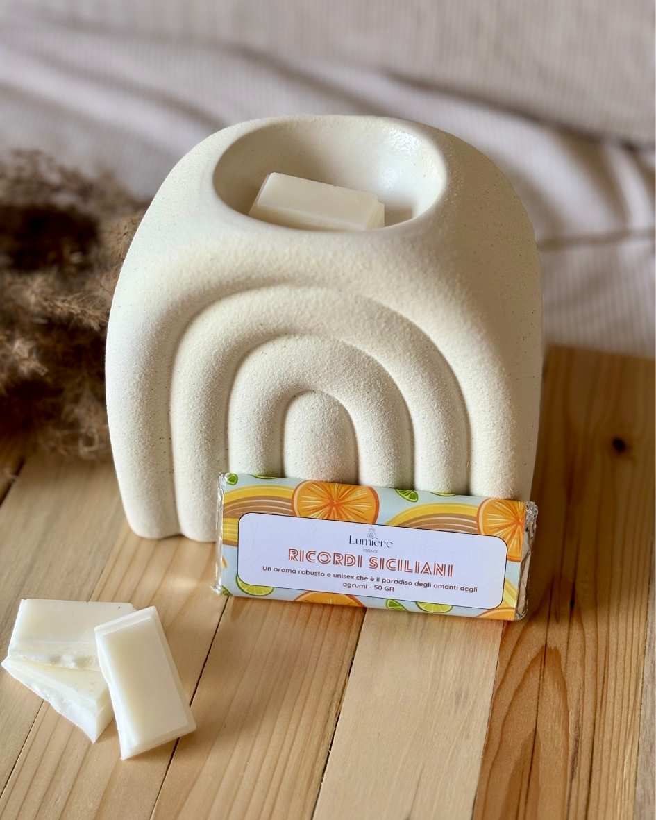 Ricordi siciliani barretta profumata in cera di cocco per la profumazione della casa con profumi di agrumi rinfrescanti e rigeneranti