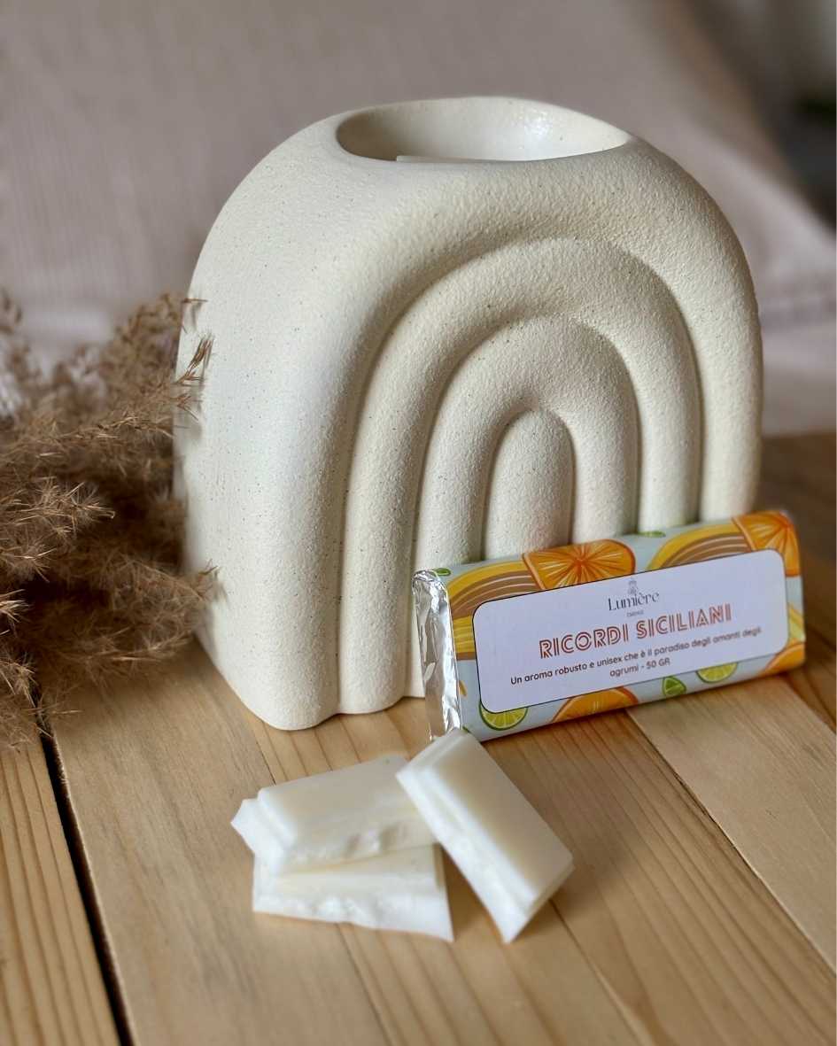 Ricordi siciliani barretta profumata in cera di cocco per la profumazione della casa con profumi di agrumi rinfrescanti e rigeneranti