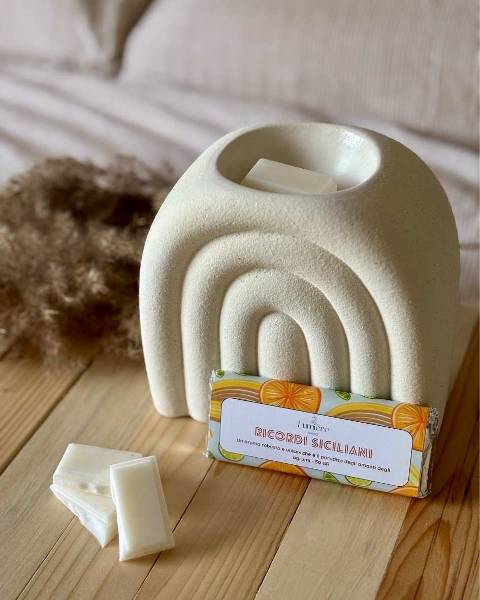 Ricordi siciliani barretta profumata in cera di cocco per la profumazione della casa con profumi di agrumi rinfrescanti e rigeneranti