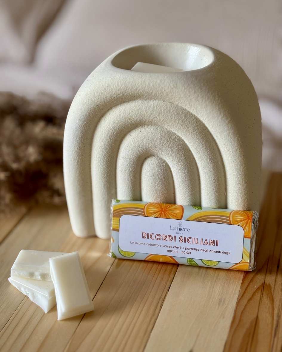 Ricordi siciliani barretta profumata in cera di cocco per la profumazione della casa con profumi di agrumi rinfrescanti e rigeneranti