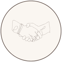 stretta di mano in stile line-art