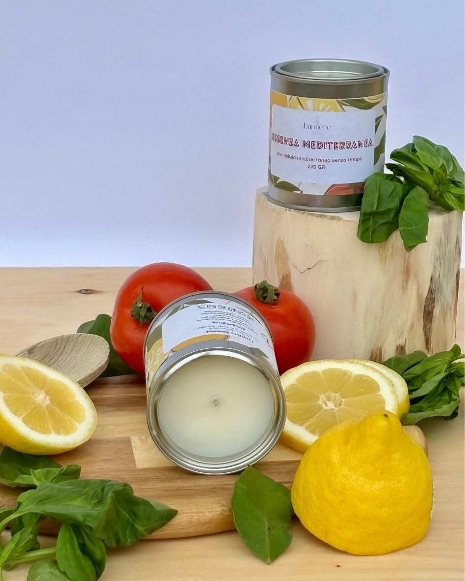 candela Essanza Mediterranea- Lumière Essence - candela naturale in cera di cocco con fragranze selezionate e certificate