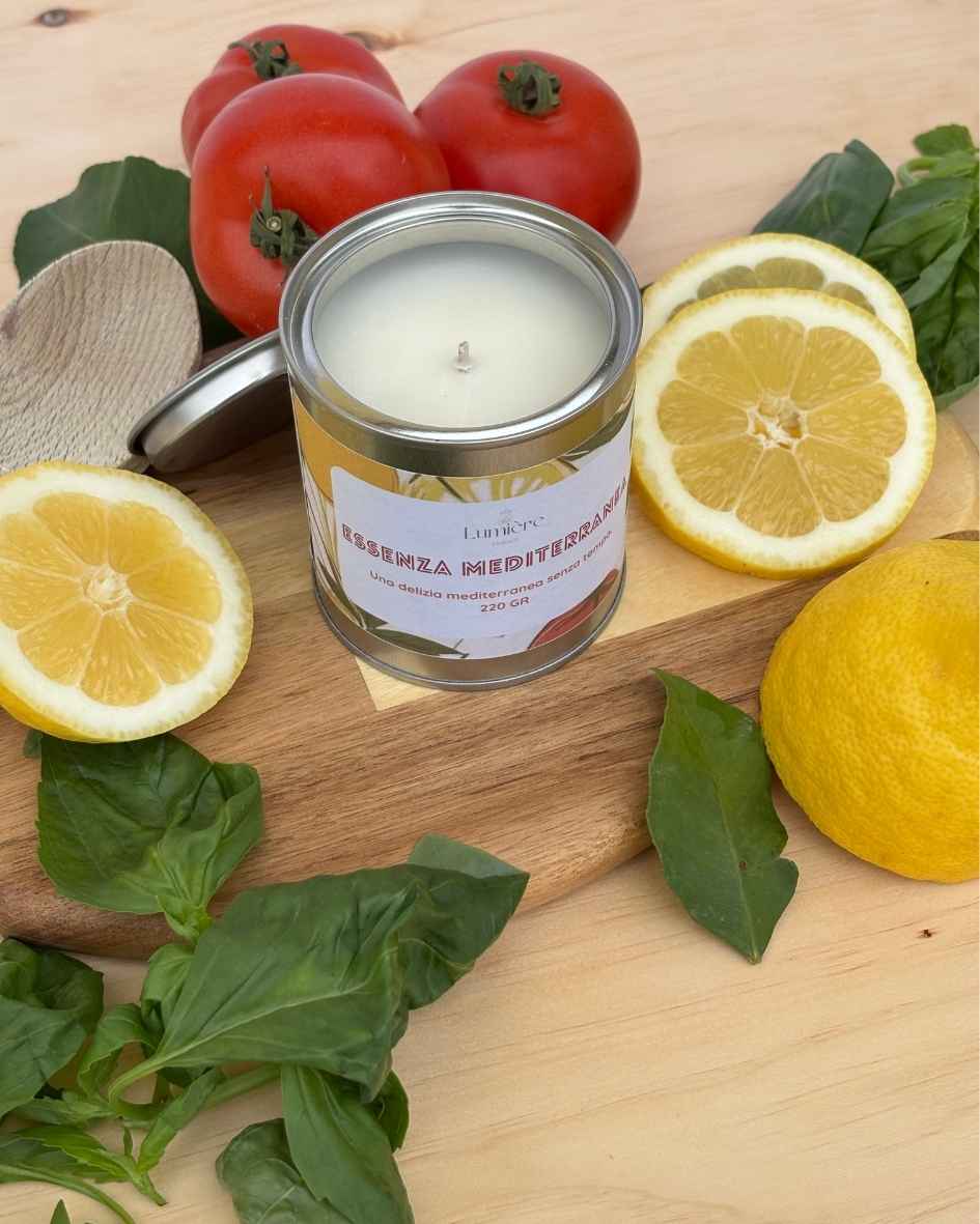 candela Essanza Mediterranea- Lumière Essence - candela naturale in cera di cocco con fragranze selezionate e certificate