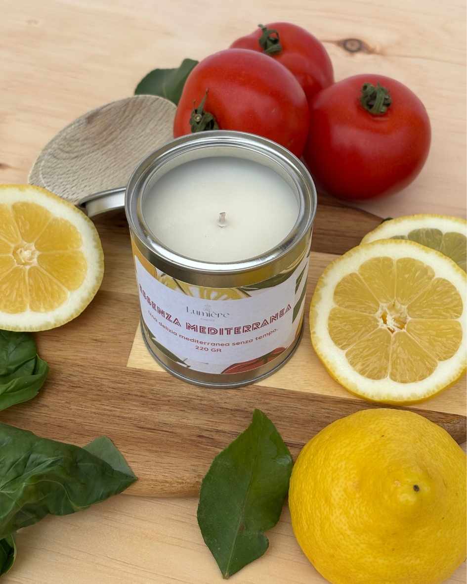 candela Essanza Mediterranea- Lumière Essence - candela naturale in cera di cocco con fragranze selezionate e certificate