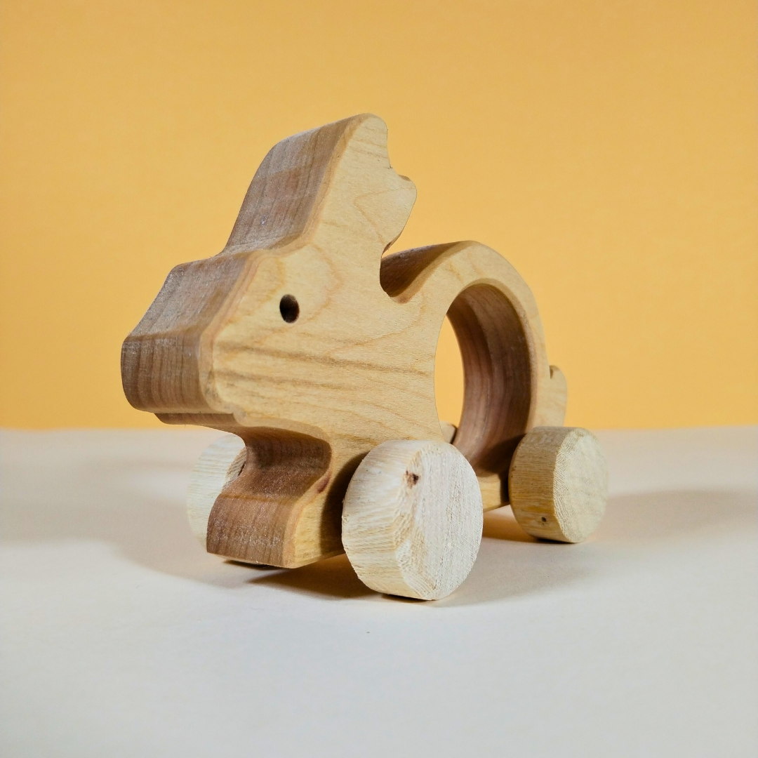 Coniglietto di Legno: Un Amico Fedele per Sempre - coniglietto giocattolo fatto a mano-giocattoli per bambini Montessori